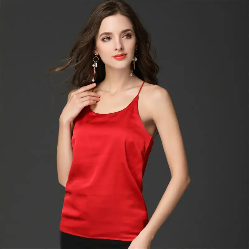 Women's Green Silk Camisole Base Shirt - Image 12