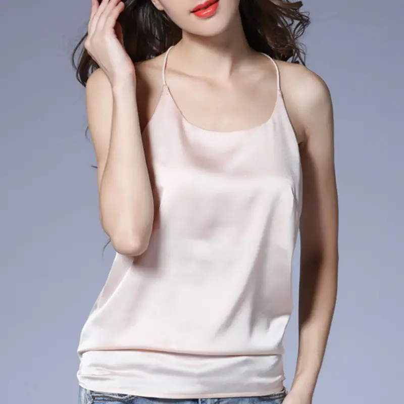 Women's Green Silk Camisole Base Shirt - Image 6