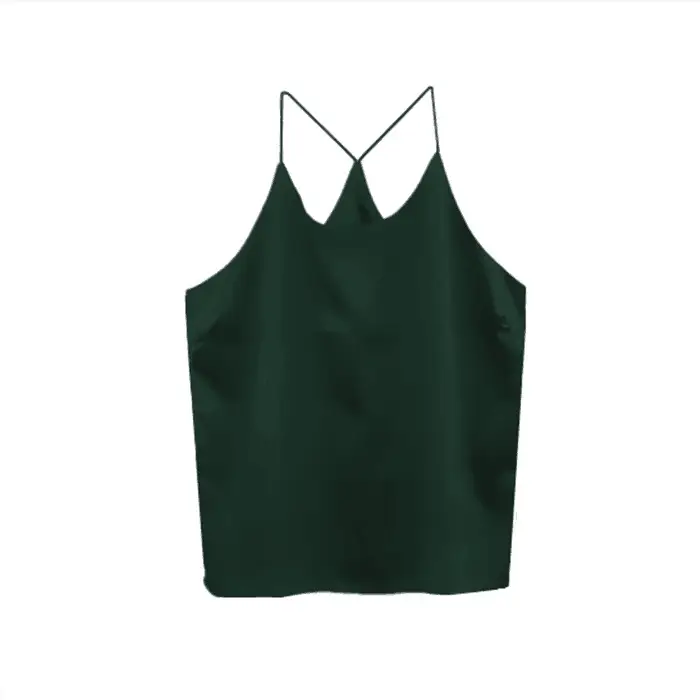 Women's Green Silk Camisole Base Shirt - Image 9