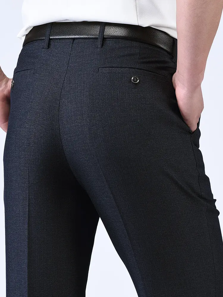 Middle-aged Men Grey Double Pleated High Waist Pants 981# - Image 18