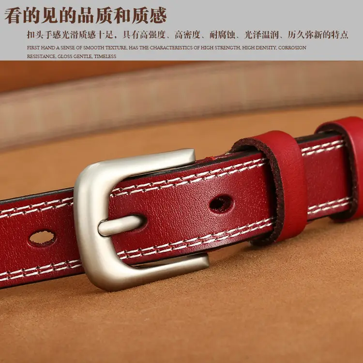 Women's Retro Genuine Leather Belt with Silver Buckle - Image 7