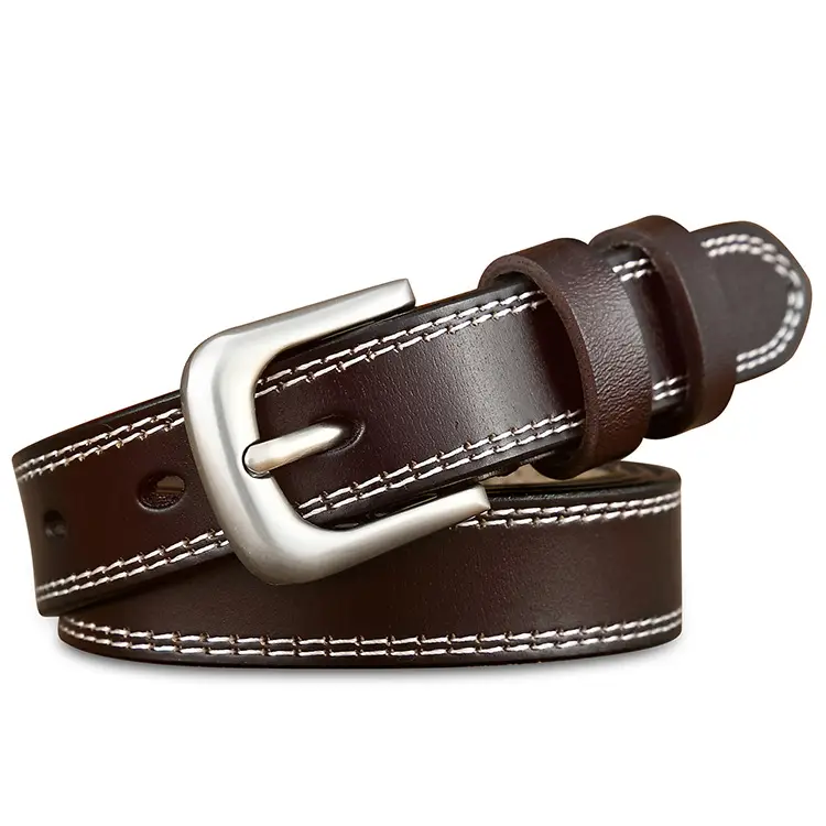 Women's Retro Genuine Leather Belt with Silver Buckle - Image 10