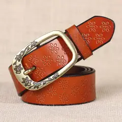 Women's Retro Genuine Leather Belt with Silver Buckle — feature 10