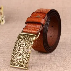 Women's Retro Genuine Leather Belt with Silver Buckle — feature 12
