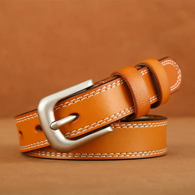 Women's Retro Genuine Leather Belt with Silver Buckle - Image 4