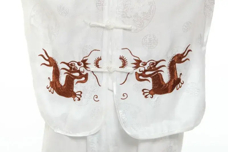 White Silk Plaid Chinese Tang Suit for Boys Summer Autumn — feature 17