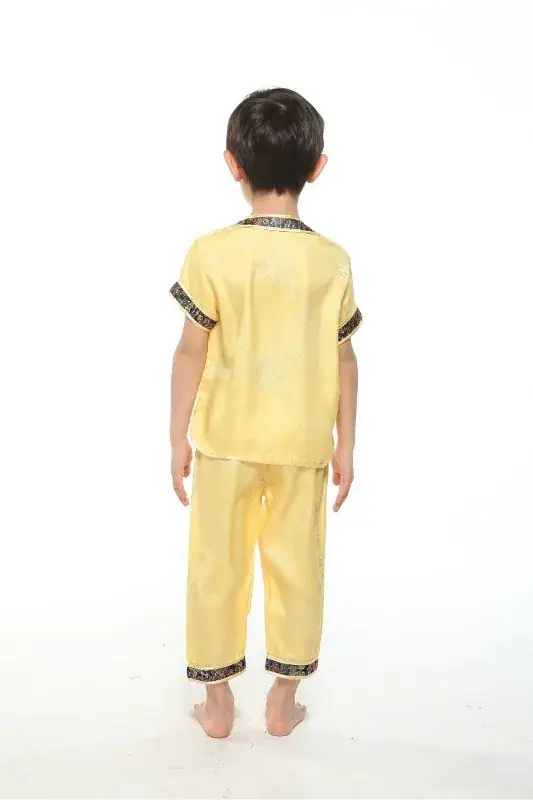White Silk Plaid Chinese Tang Suit for Boys Summer Autumn — feature 19