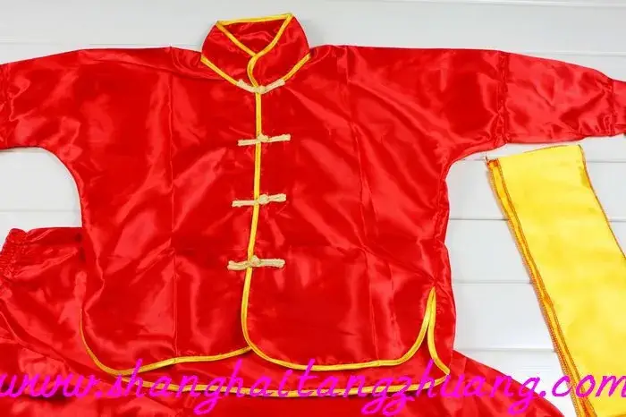 Silk Kids Costume Red White Yellow Chinoiserie Tang Suit — feature 10