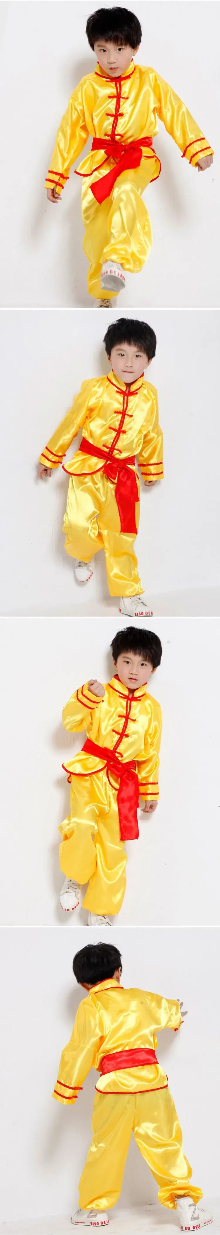 Silk Kids Costume Red White Yellow Chinoiserie Tang Suit — feature 6