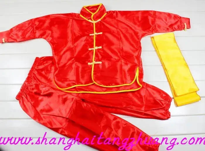 Silk Kids Costume Red White Yellow Chinoiserie Tang Suit — feature 9