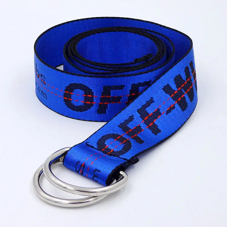 English Letter Printed Canvas Belt Double Ring Keychain Belt - Image 2