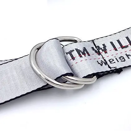 English Letter Printed Canvas Belt Double Ring Keychain Belt - Image 9