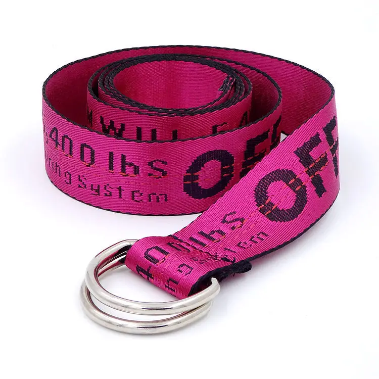 English Letter Printed Canvas Belt Double Ring Keychain Belt — feature 1