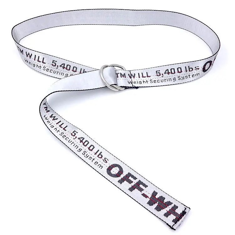 English Letter Printed Canvas Belt Double Ring Keychain Belt — feature 10