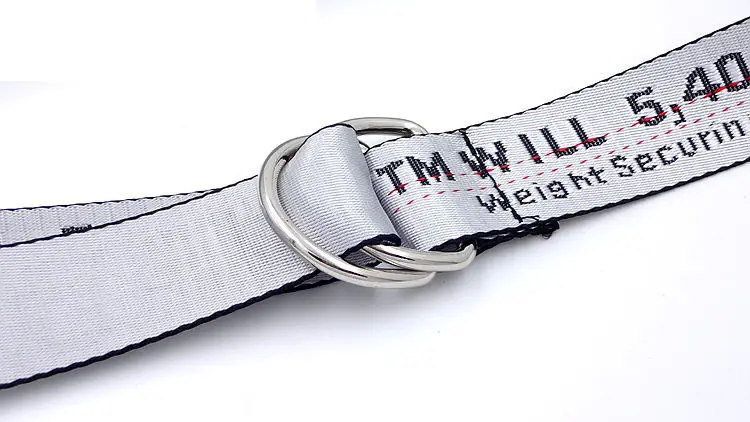English Letter Printed Canvas Belt Double Ring Keychain Belt — feature 11