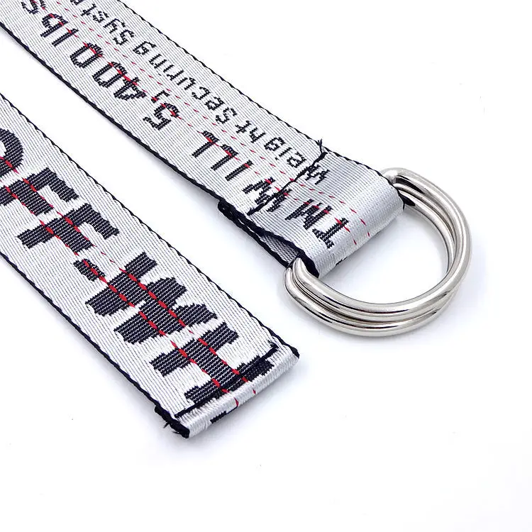 English Letter Printed Canvas Belt Double Ring Keychain Belt — feature 12