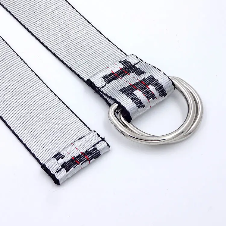 English Letter Printed Canvas Belt Double Ring Keychain Belt — feature 13