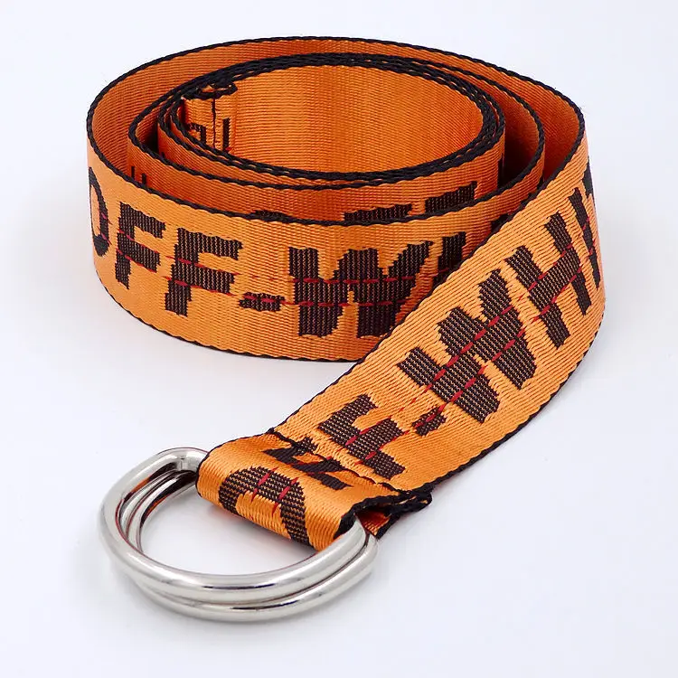 English Letter Printed Canvas Belt Double Ring Keychain Belt — feature 2