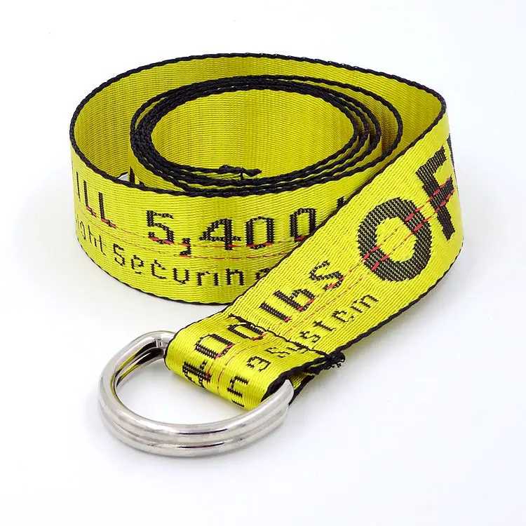 English Letter Printed Canvas Belt Double Ring Keychain Belt — feature 5