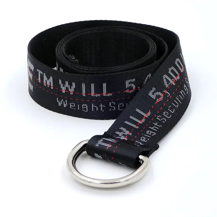 English Letter Printed Canvas Belt Double Ring Keychain Belt — feature 7