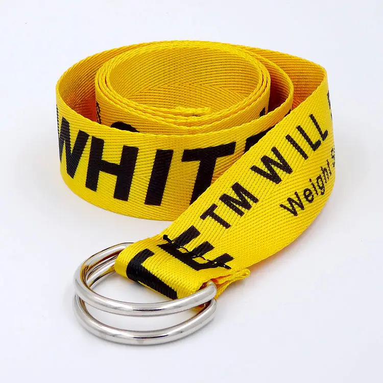 English Letter Printed Canvas Belt Double Ring Keychain Belt — feature 8