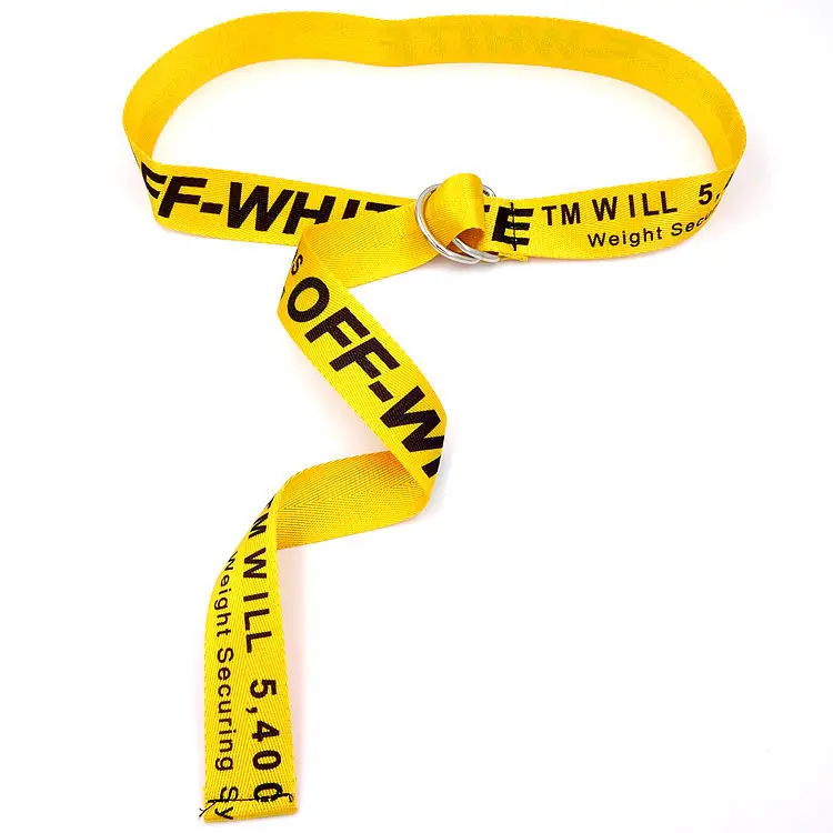 English Letter Printed Canvas Belt Double Ring Keychain Belt — feature 9