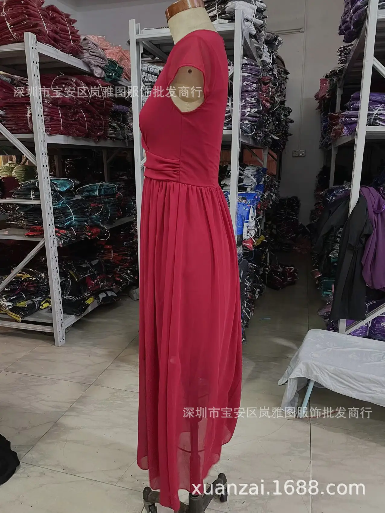 Purple V-Neck Chiffon Gown Dress for Women — feature 15