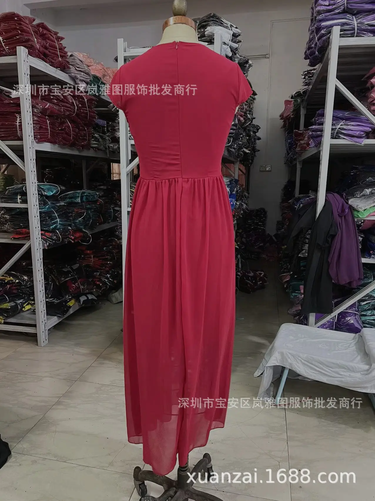 Purple V-Neck Chiffon Gown Dress for Women — feature 16