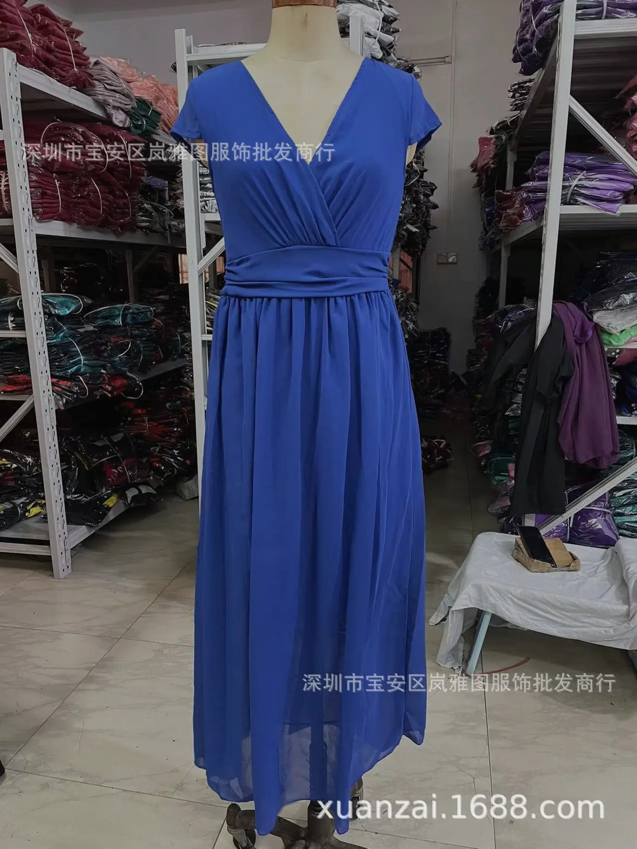 Purple V-Neck Chiffon Gown Dress for Women — feature 17