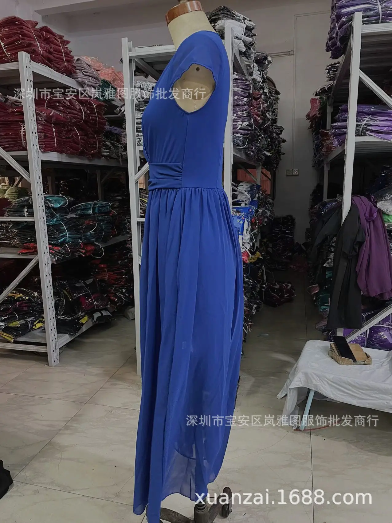 Purple V-Neck Chiffon Gown Dress for Women — feature 18