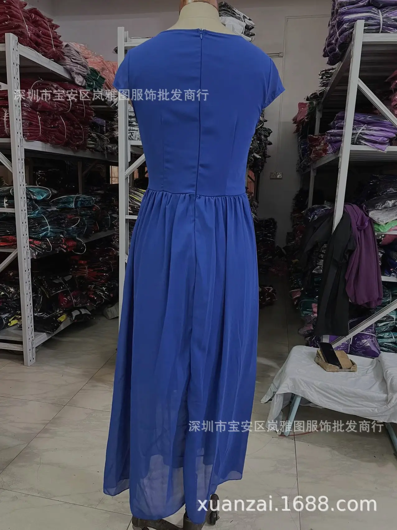 Purple V-Neck Chiffon Gown Dress for Women — feature 19