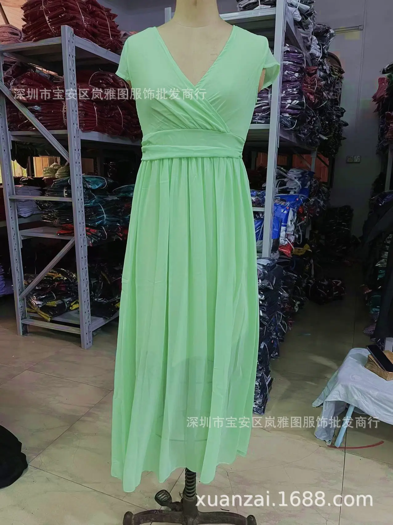 Purple V-Neck Chiffon Gown Dress for Women — feature 20
