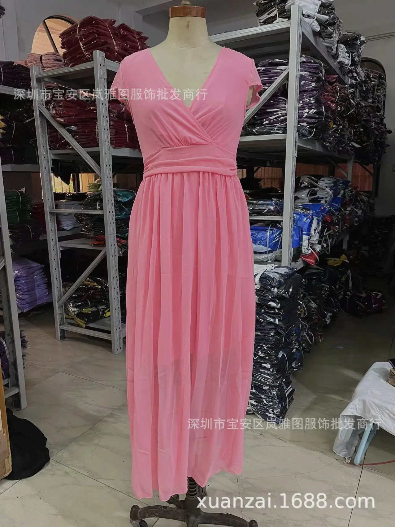 Purple V-Neck Chiffon Gown Dress for Women — feature 23