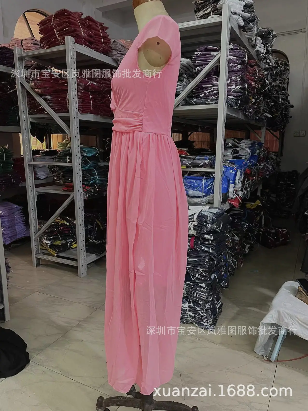 Purple V-Neck Chiffon Gown Dress for Women — feature 24