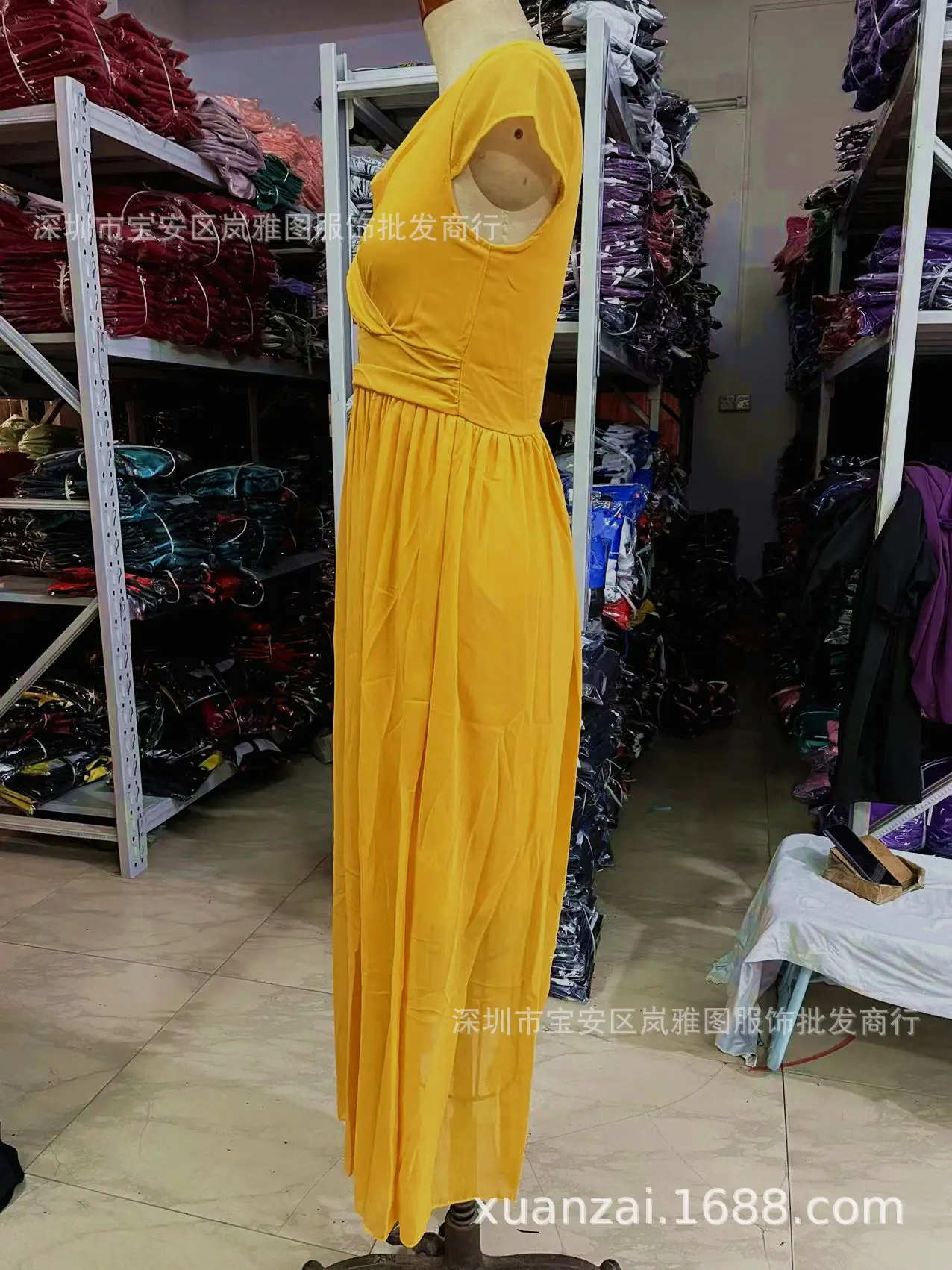 Purple V-Neck Chiffon Gown Dress for Women — feature 27