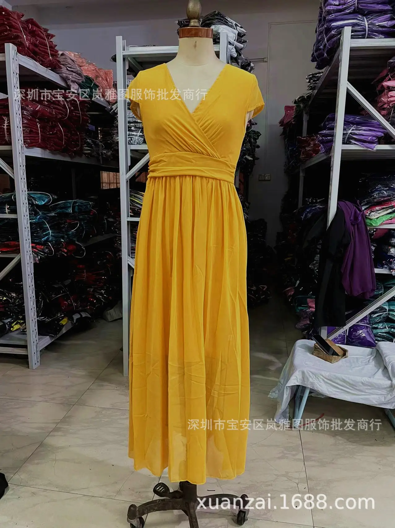Purple V-Neck Chiffon Gown Dress for Women — feature 28
