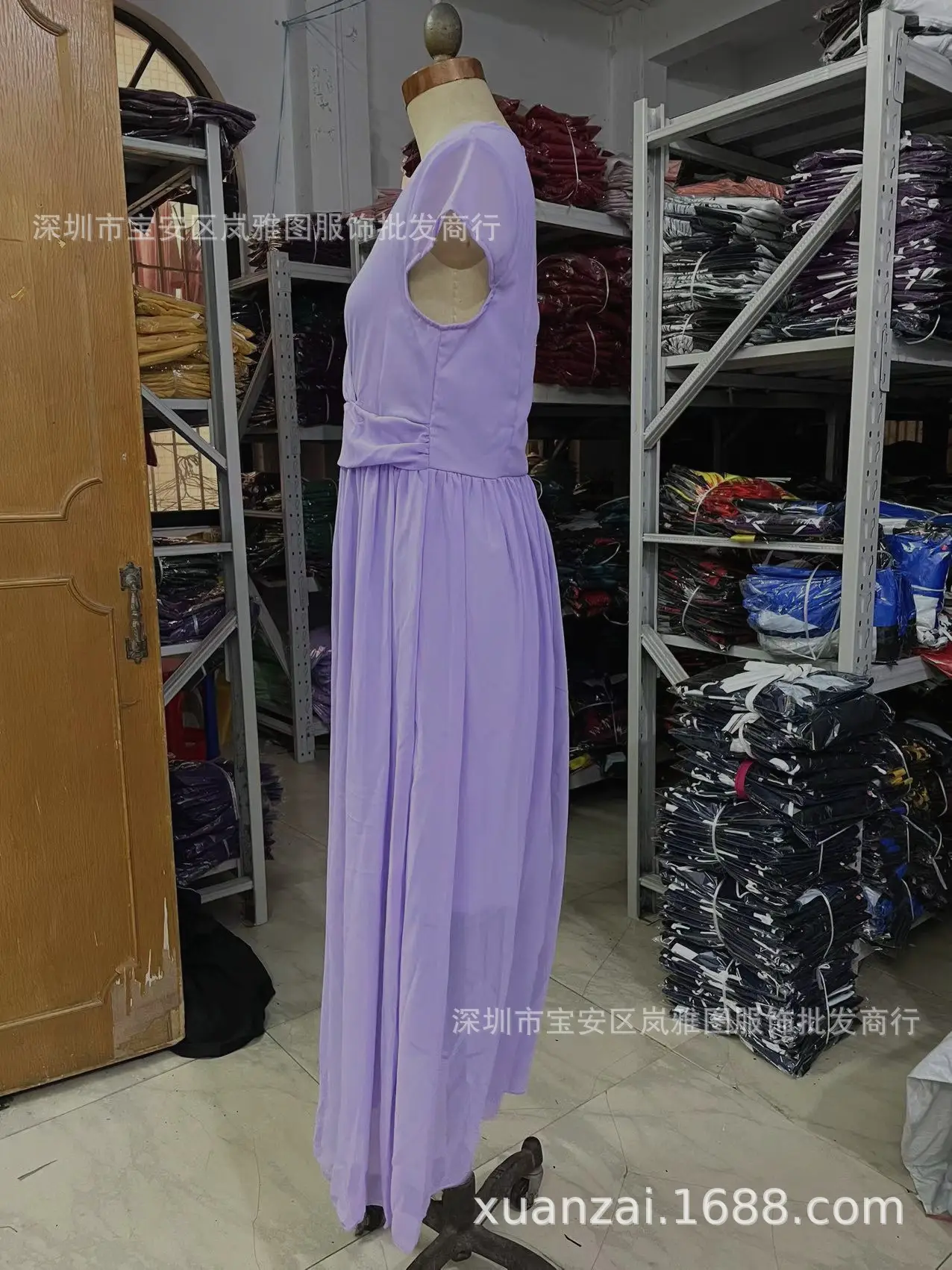 Purple V-Neck Chiffon Gown Dress for Women — feature 33
