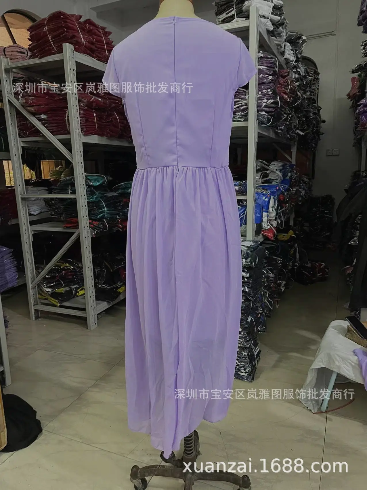 Purple V-Neck Chiffon Gown Dress for Women — feature 34