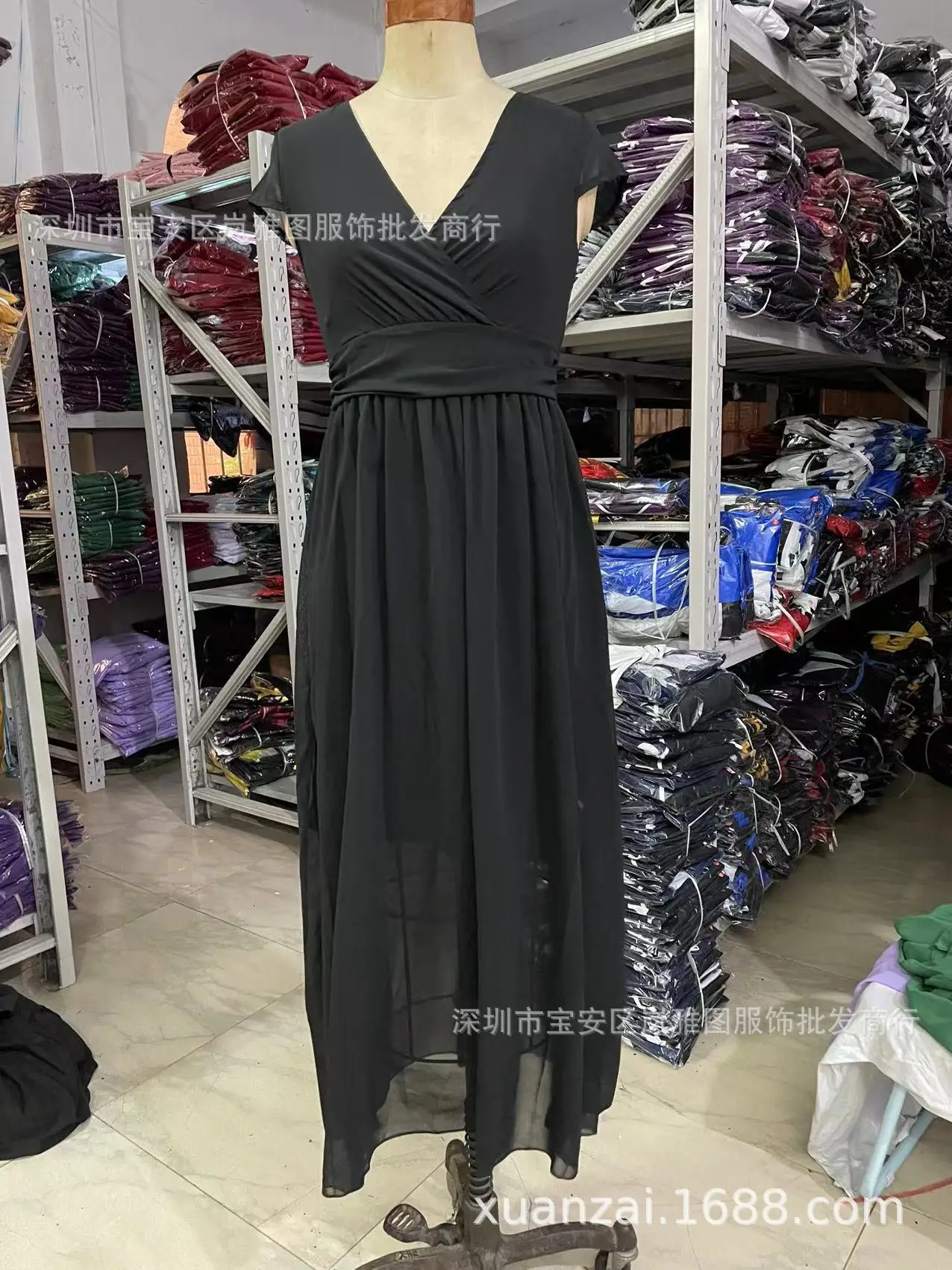 Purple V-Neck Chiffon Gown Dress for Women — feature 35