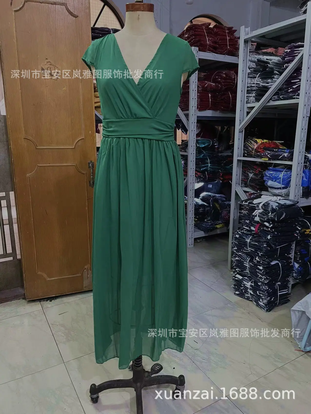 Purple V-Neck Chiffon Gown Dress for Women — feature 40
