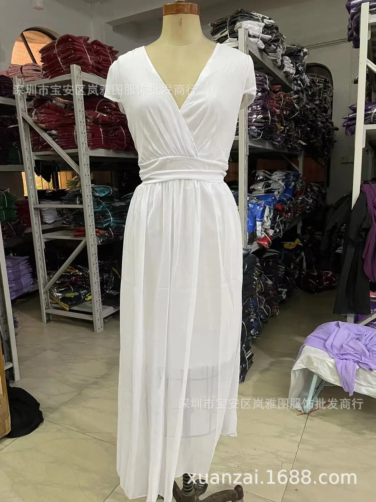 Purple V-Neck Chiffon Gown Dress for Women — feature 41