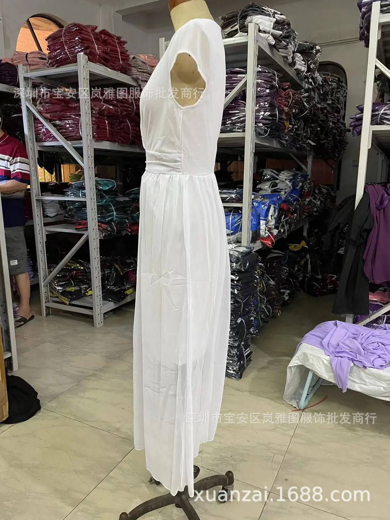 Purple V-Neck Chiffon Gown Dress for Women — feature 42