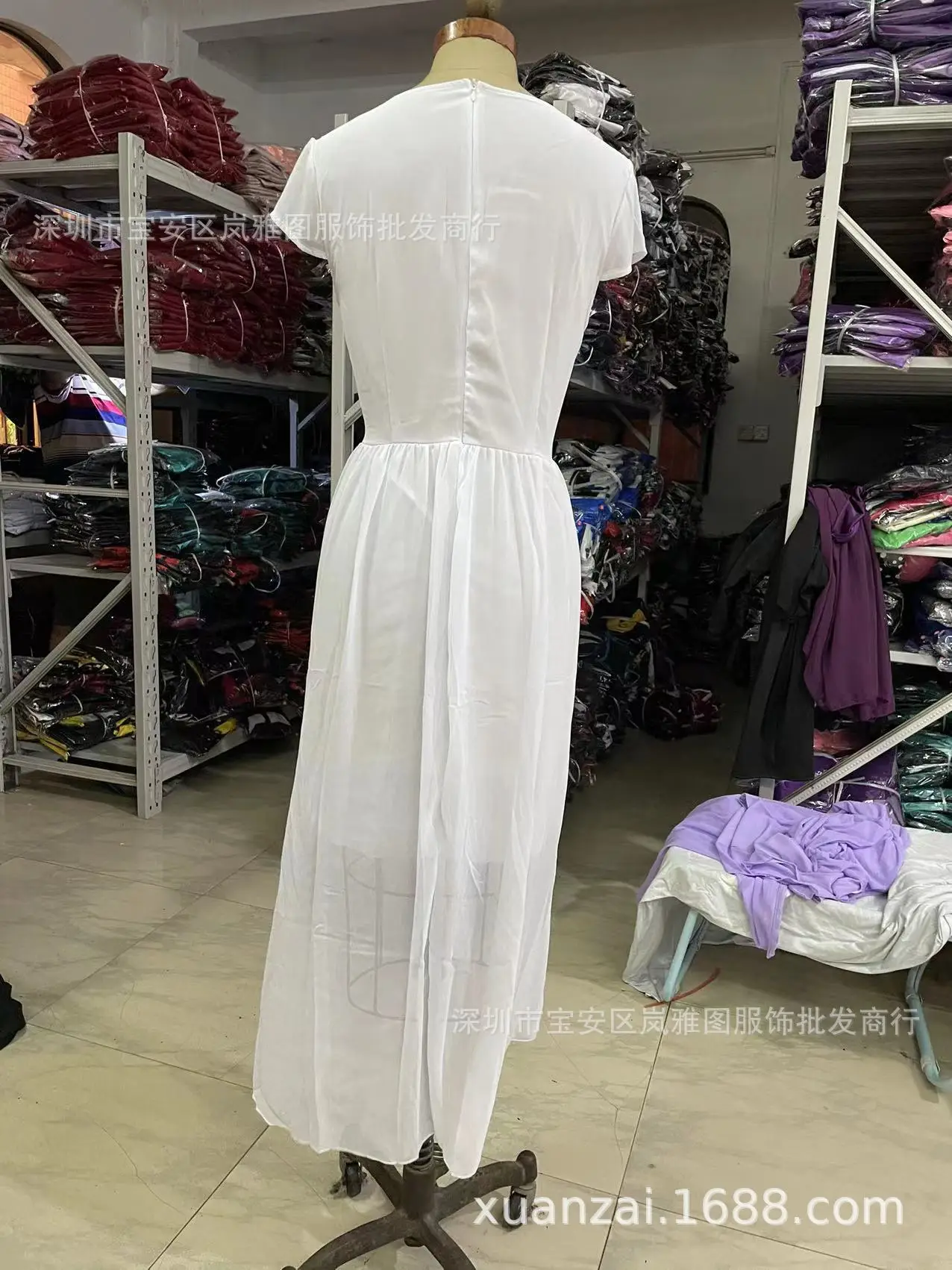 Purple V-Neck Chiffon Gown Dress for Women — feature 43