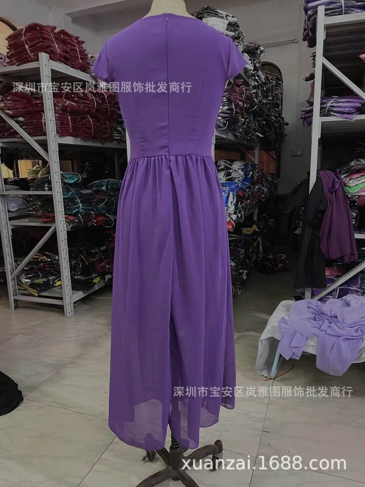 Purple V-Neck Chiffon Gown Dress for Women — feature 44