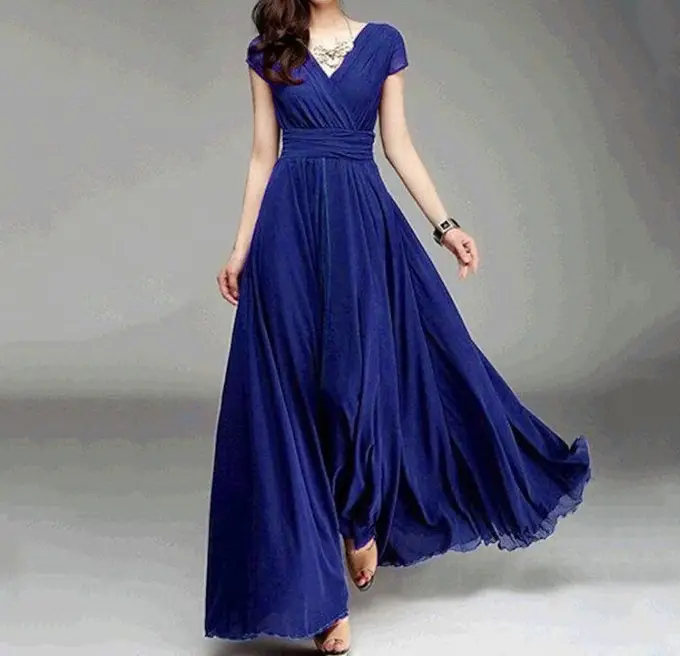 Purple V-Neck Chiffon Gown Dress for Women — feature 51