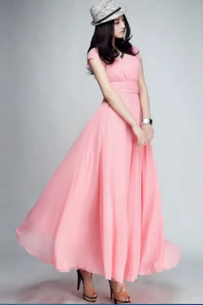 Purple V-Neck Chiffon Gown Dress for Women — feature 54
