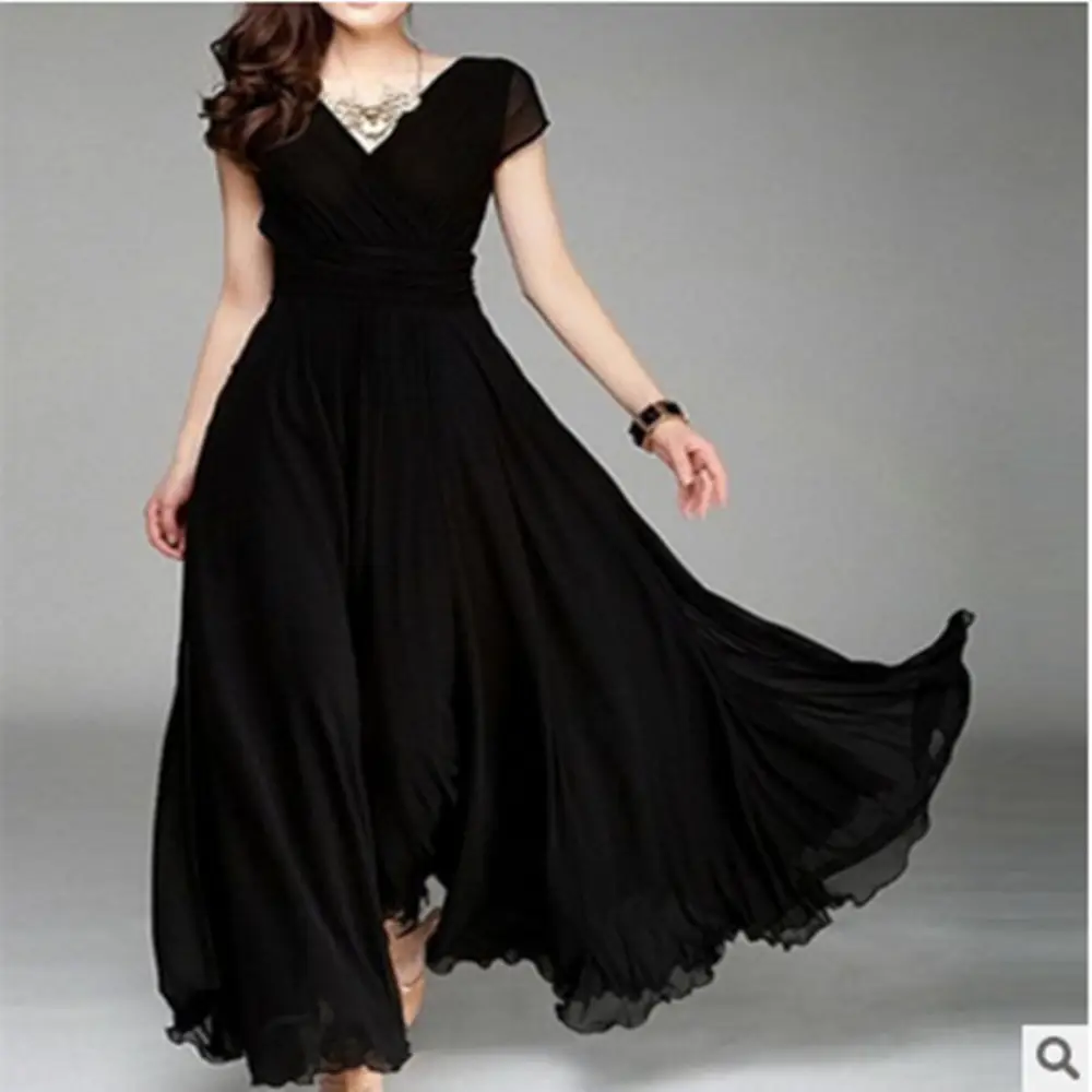 Purple V-Neck Chiffon Gown Dress for Women — feature 57