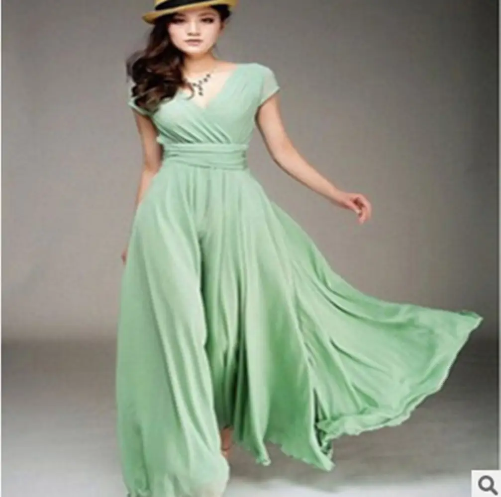 Purple V-Neck Chiffon Gown Dress for Women — feature 58