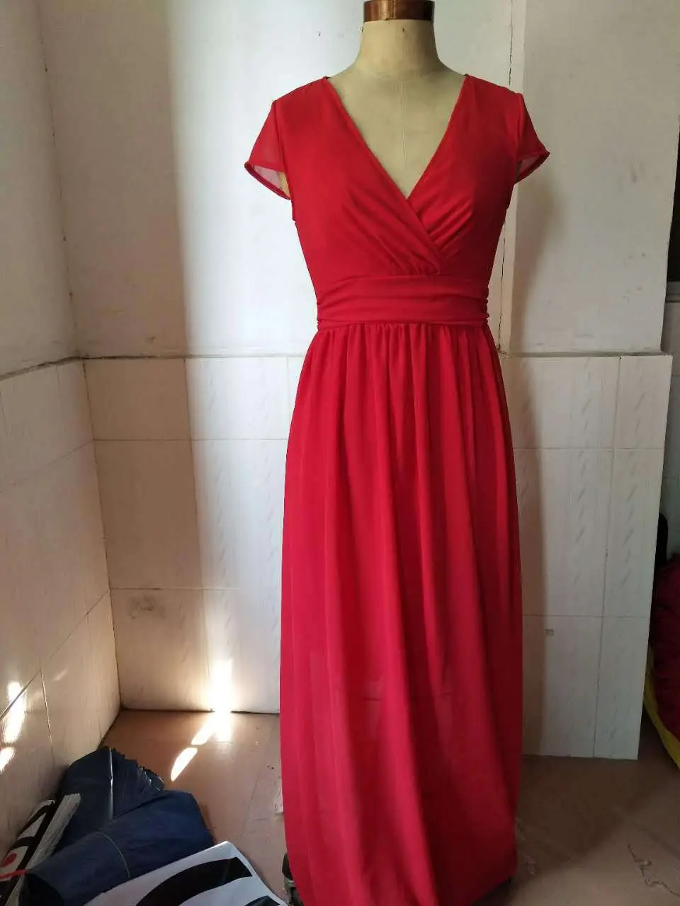 Purple V-Neck Chiffon Gown Dress for Women — feature 62