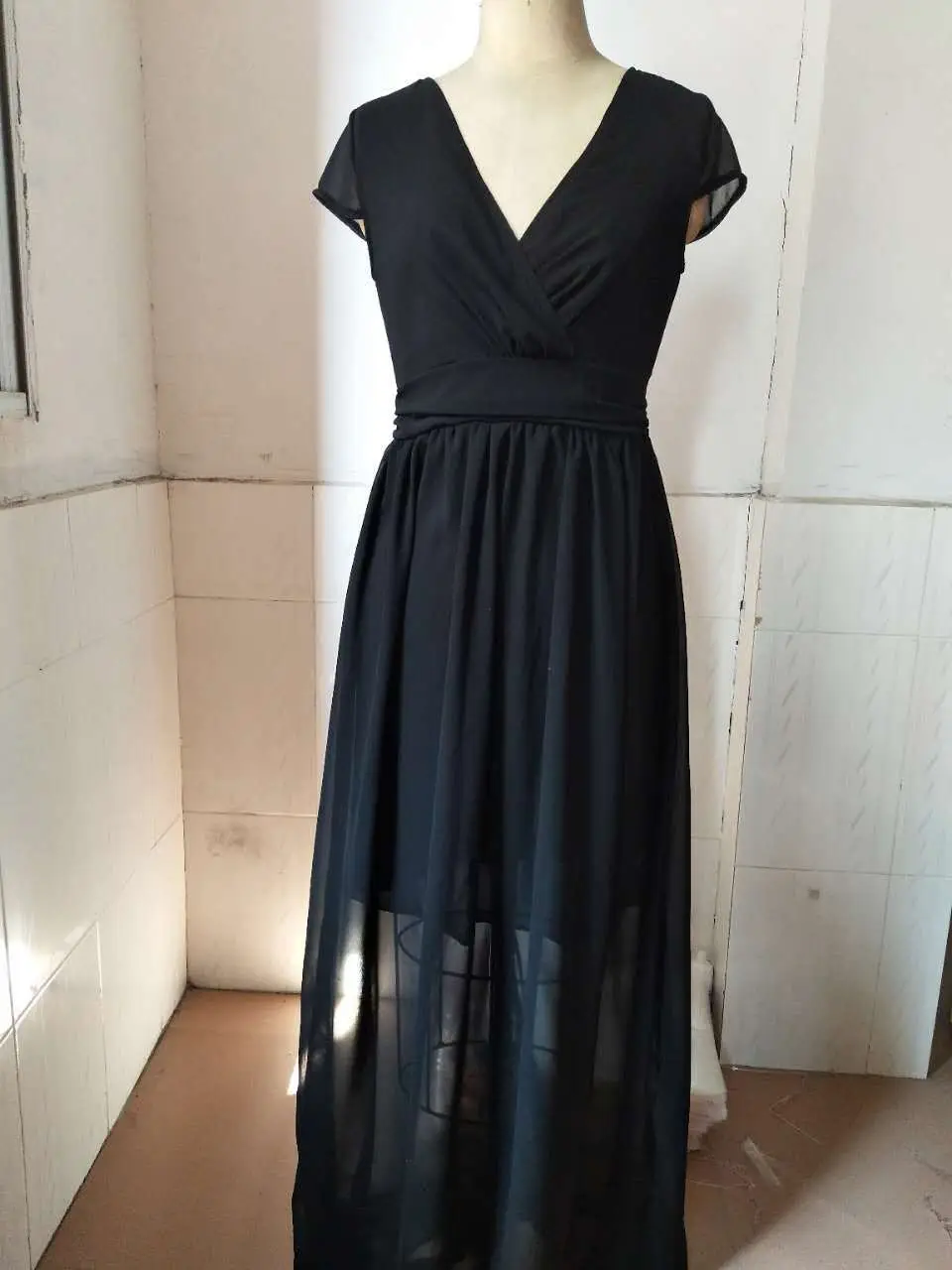 Purple V-Neck Chiffon Gown Dress for Women — feature 63